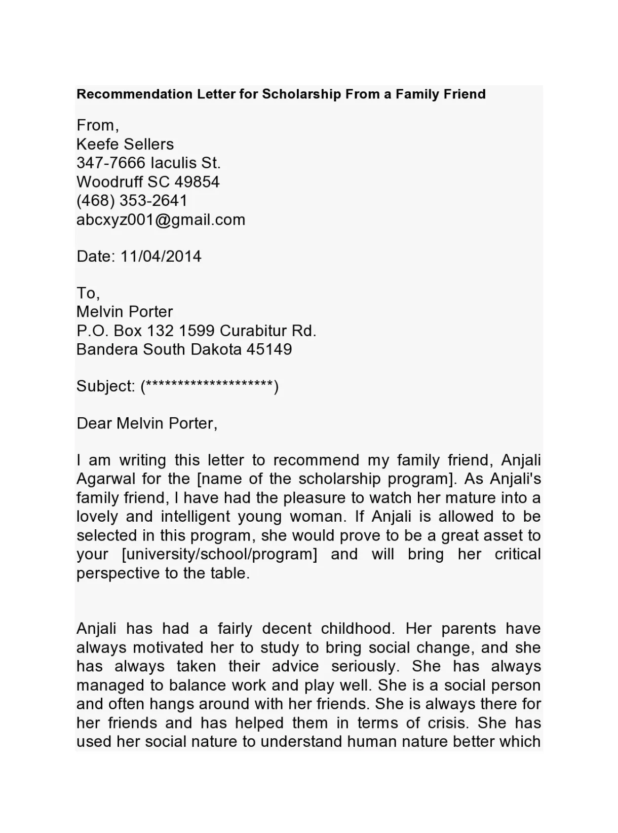 Remendation letter for student scholarship template infoupdate