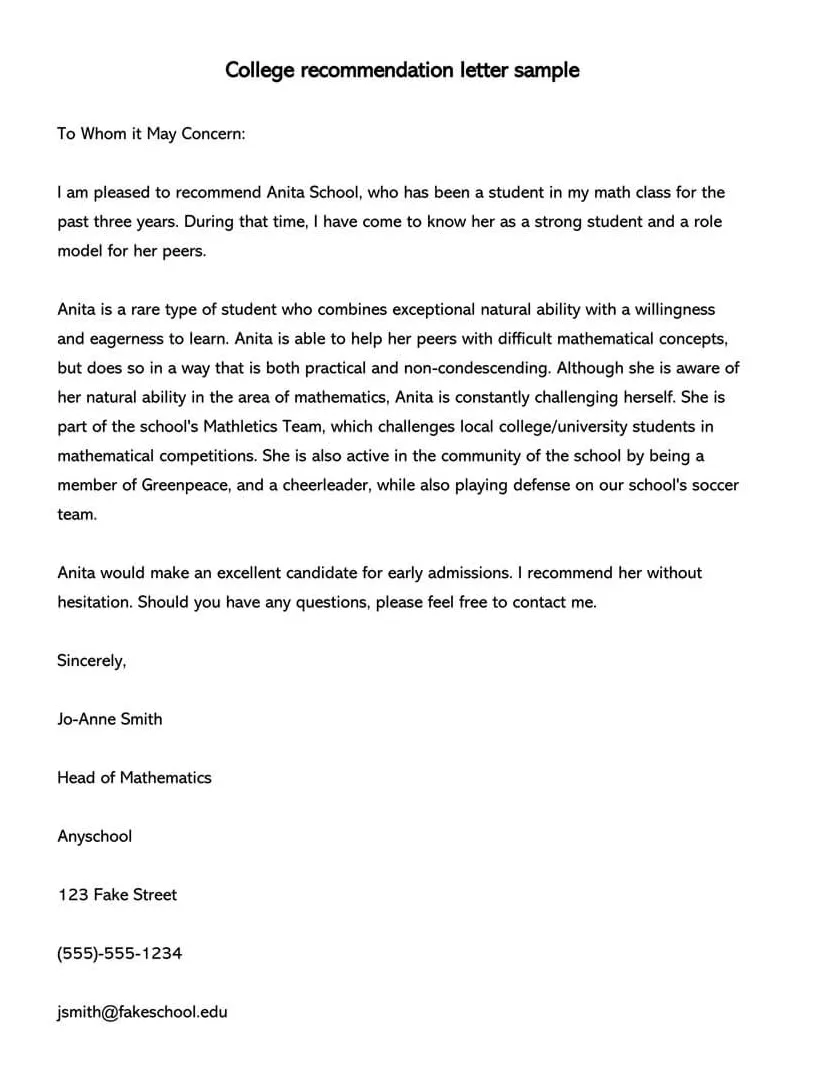 Real tips about recommendation letter for a student example sample