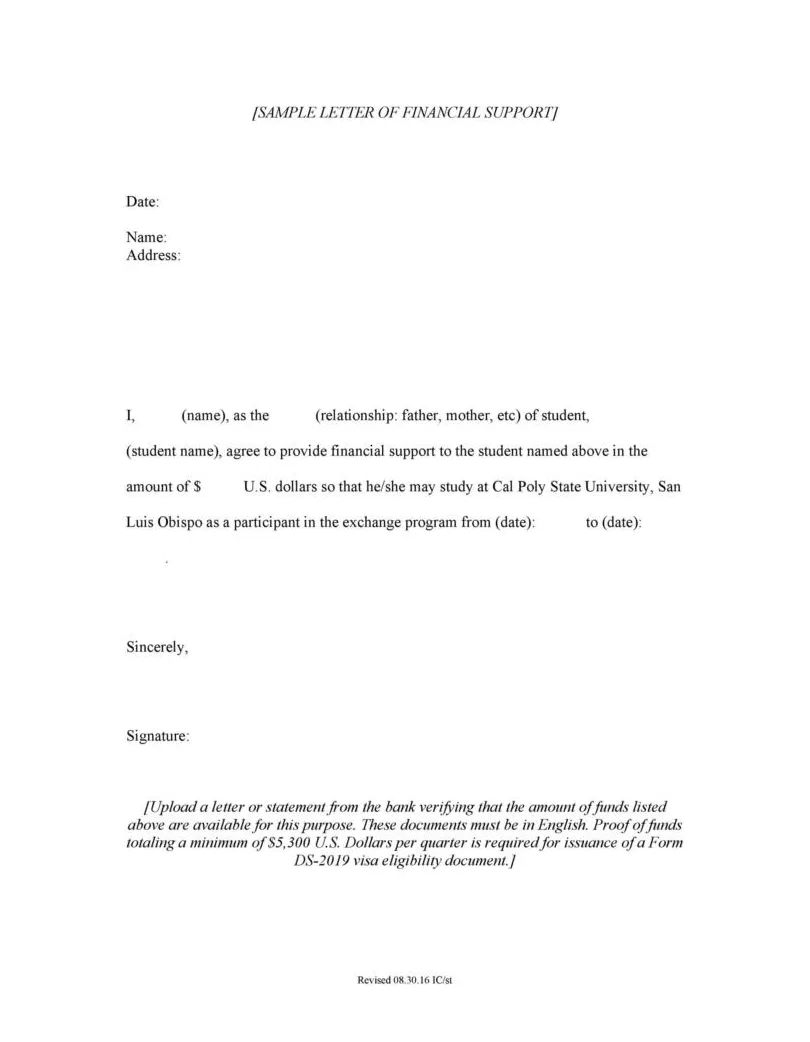 Grant support letter template