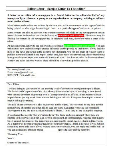 28+ letter to the editor examples in pdf examples