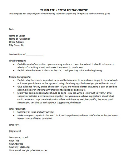 28+ letter to the editor examples to download