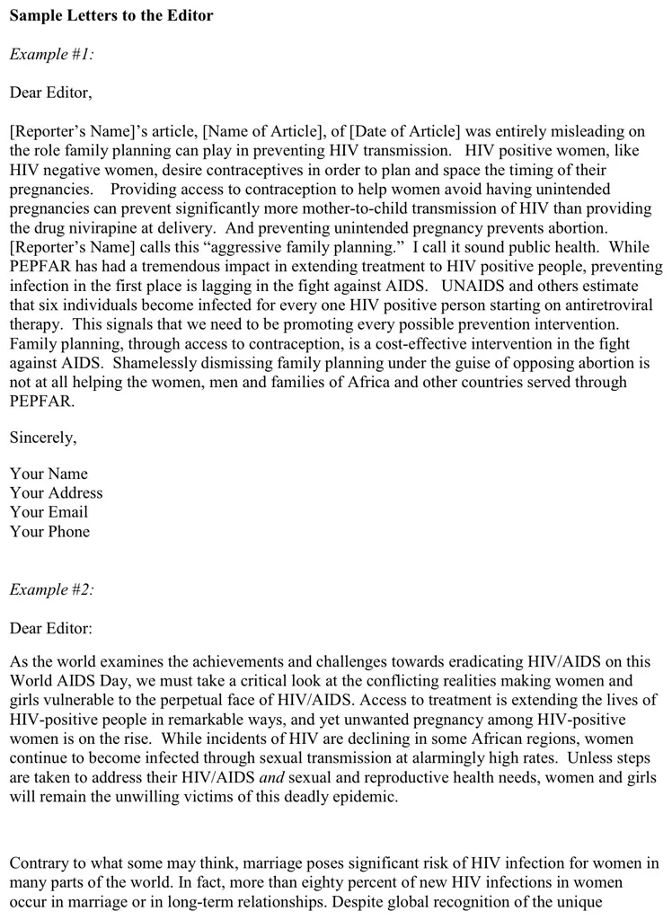 Letter to the editor example template speedy template