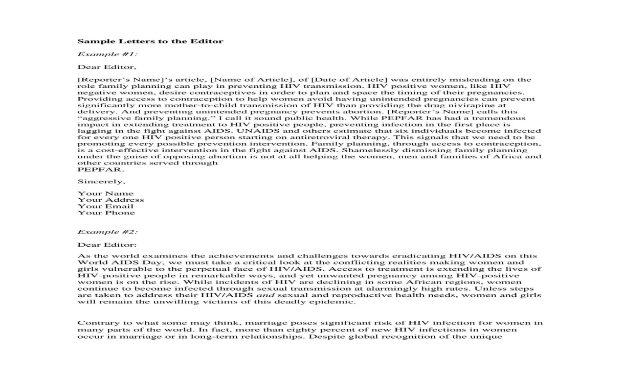 Free printable letter to the editor templates [pdf, word]