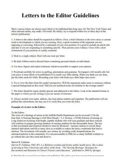 28+ letter to the editor examples to download