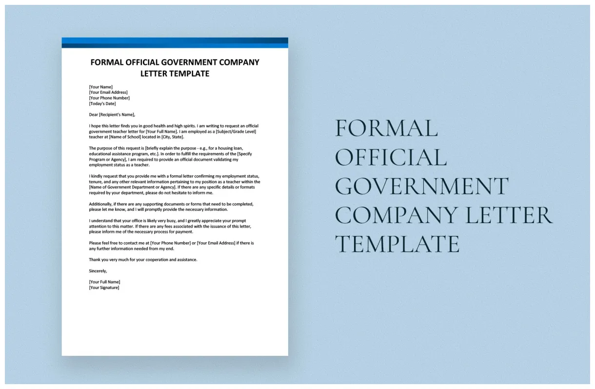 Letter Format To Government Official