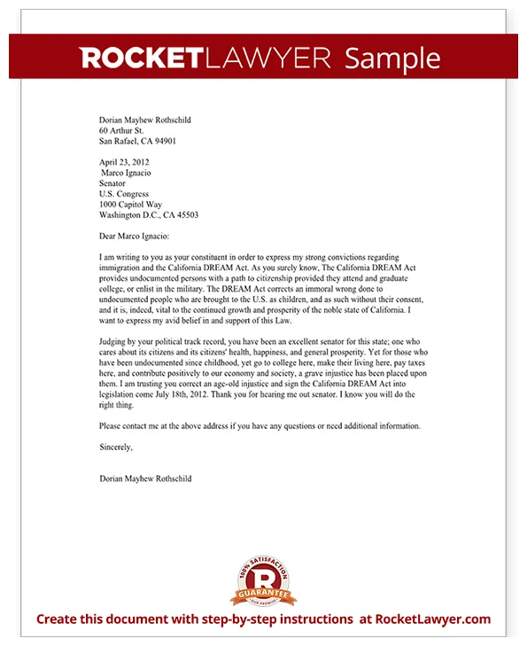 Letter to Government Official (with Sample)