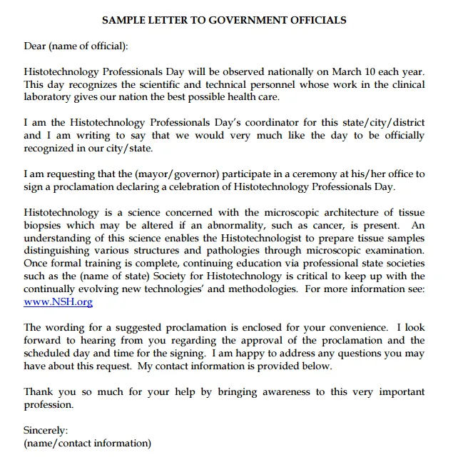 Letter Format To Government
