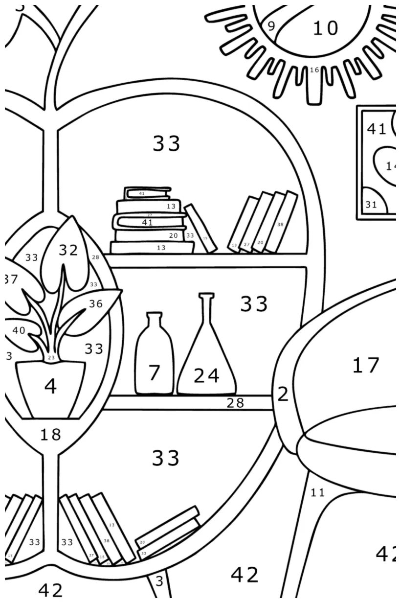 Bookshelf coloring page online coloring-for-adults