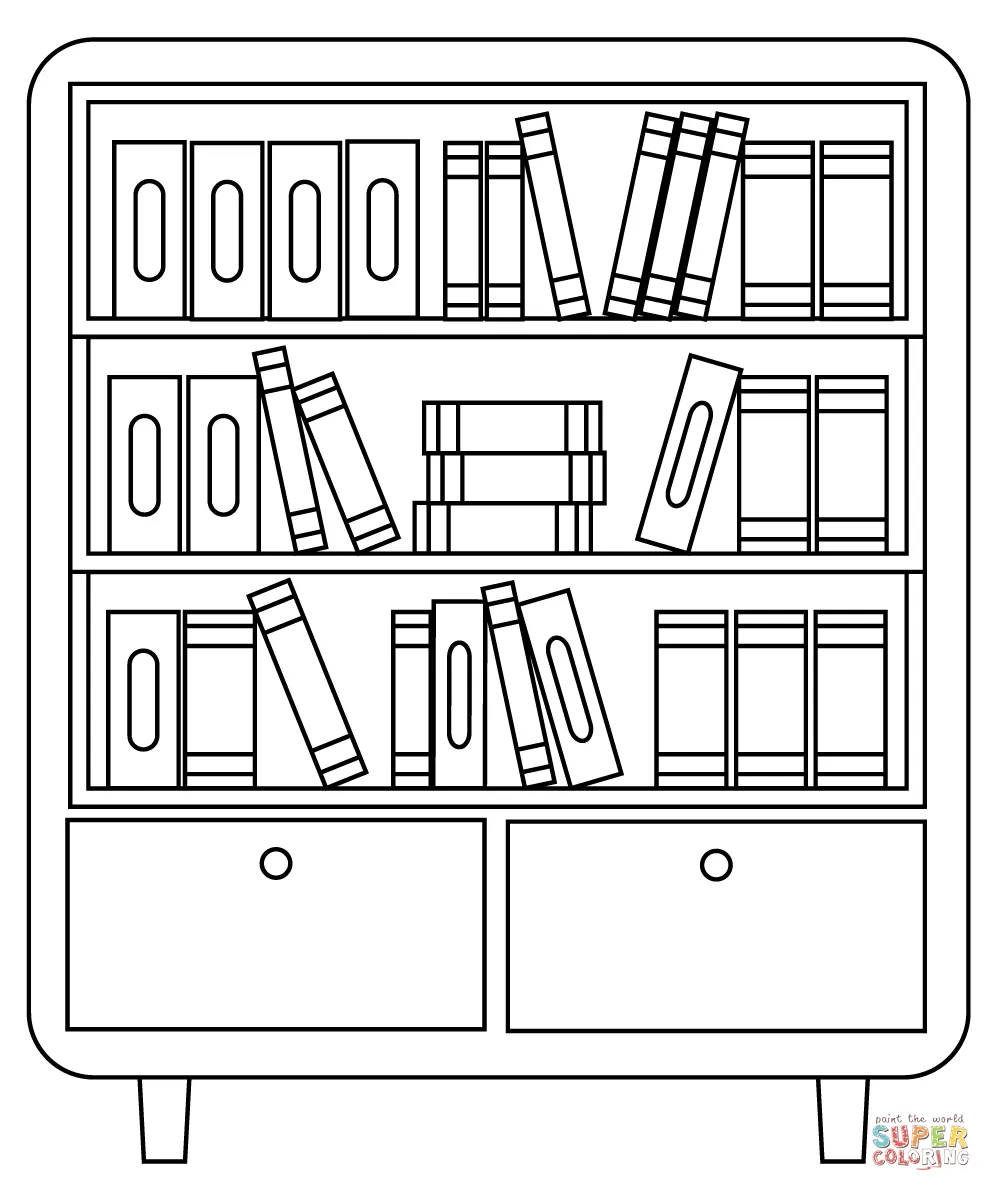 Bookshelf coloring page free printable coloring pages