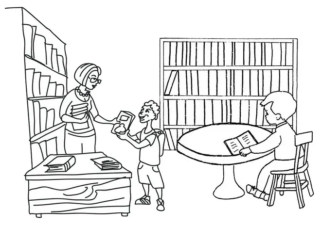 Library activities coloring page coloring pages