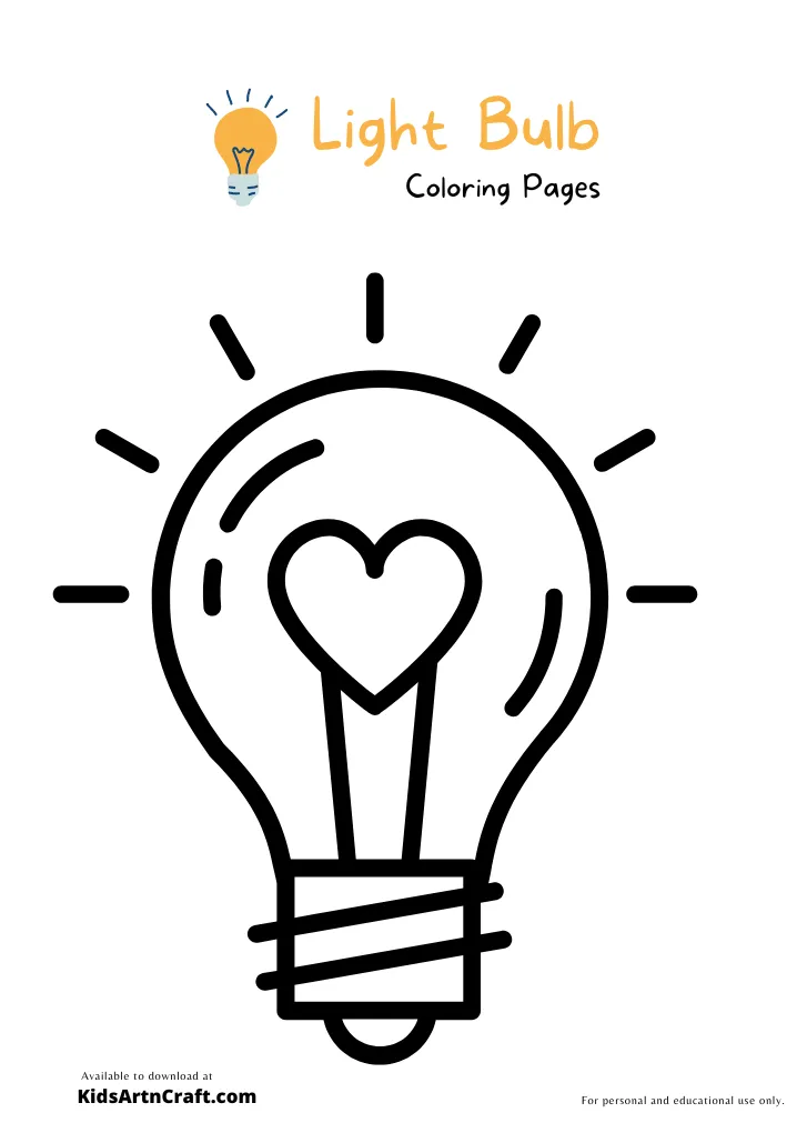 Light bulb coloring page download free printable