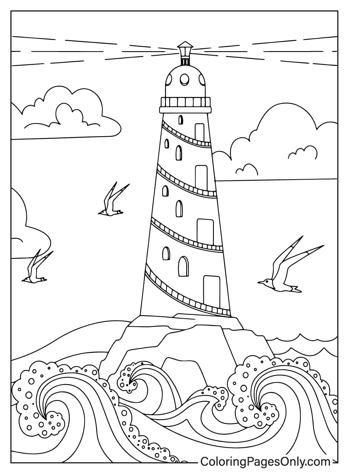 Drawing lighthouse coloring page free printable coloring pages