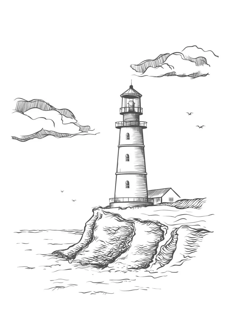 Lighthouse coloring sheet free to print kokoprint
