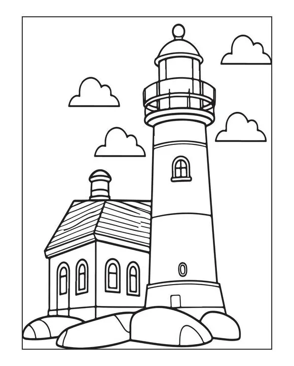 Lighthouse coloring page vector art, icons, and graphics for