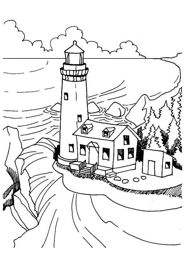 Coloring Page lighthouse - Free printables - Img 7363