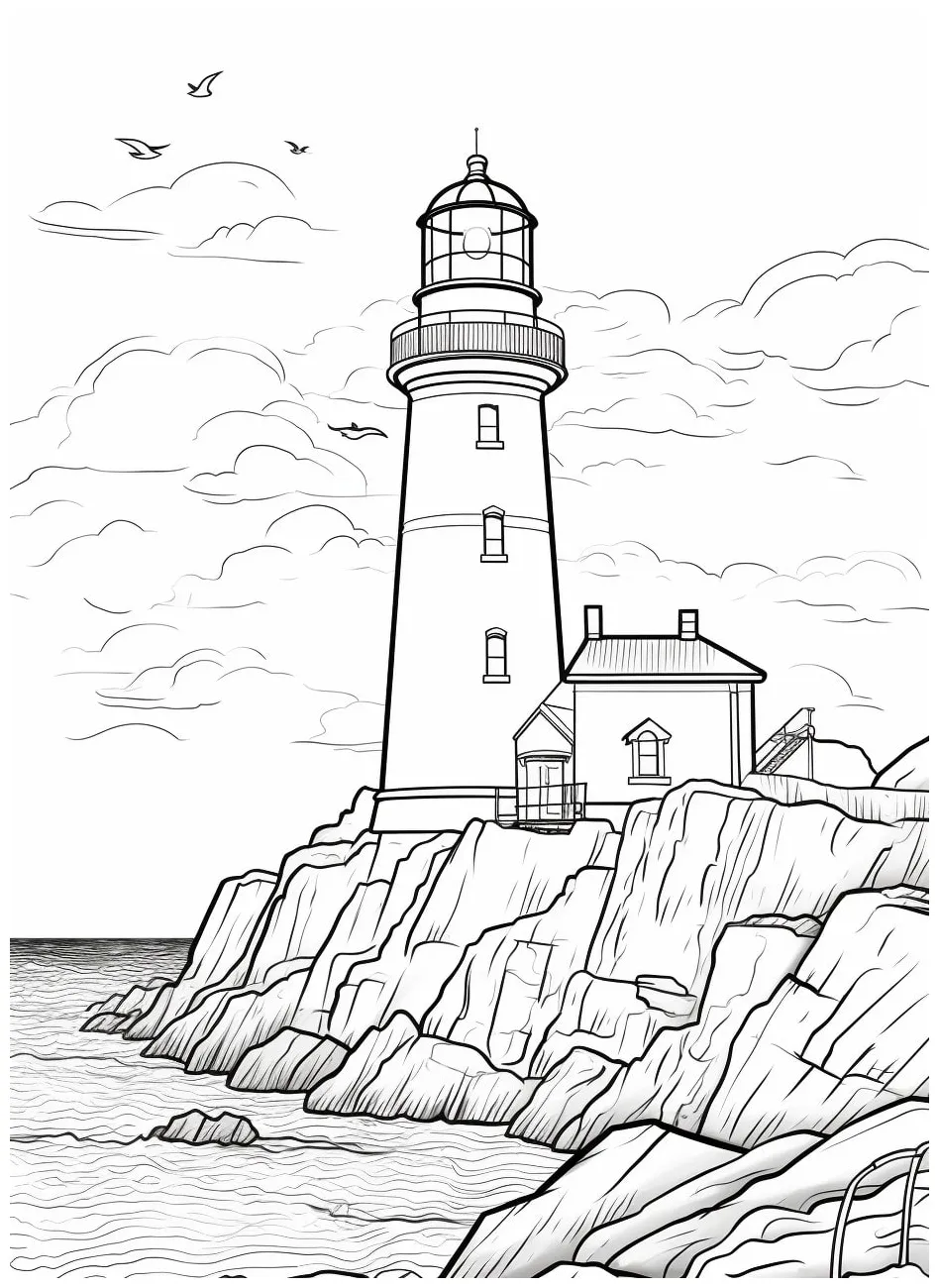 Lighthouse Coloring Sheet (Free to print) | Kokoprint.com