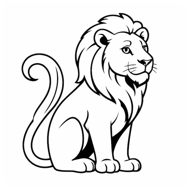 Premium vector vector illustration of a cute lion colouring page for kids
