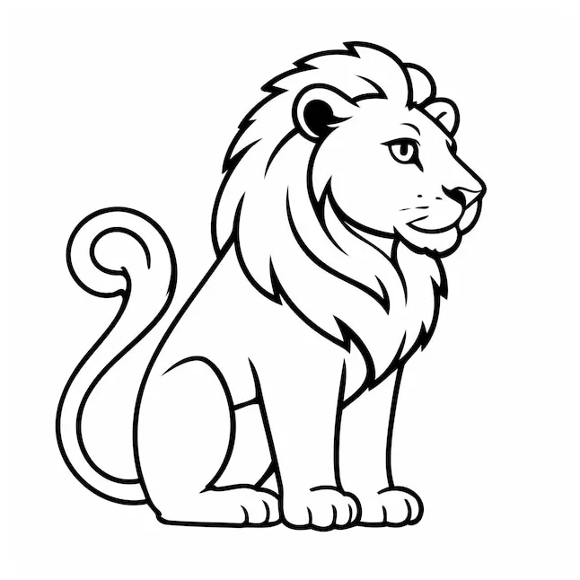 Premium vector cute vector illustration lion doodle for toddlers