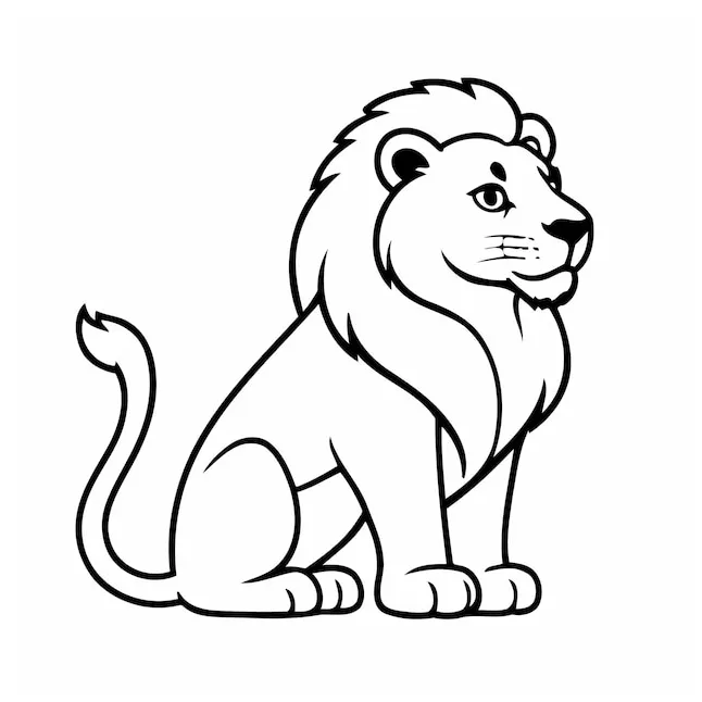 Premium vector simple vector illustration of lion hand drawn for kids printable coloring page
