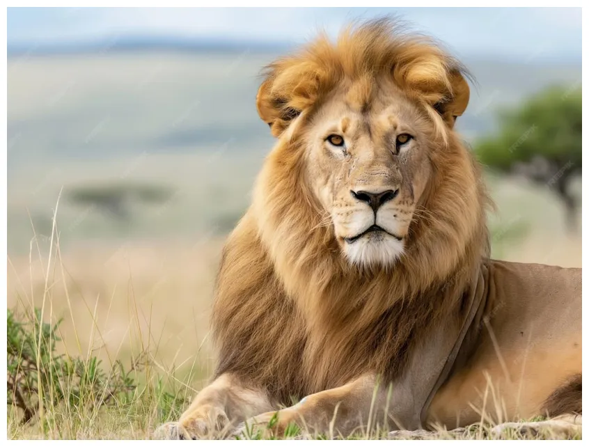 Portrait of young lion animals in their natural habitat premium ai