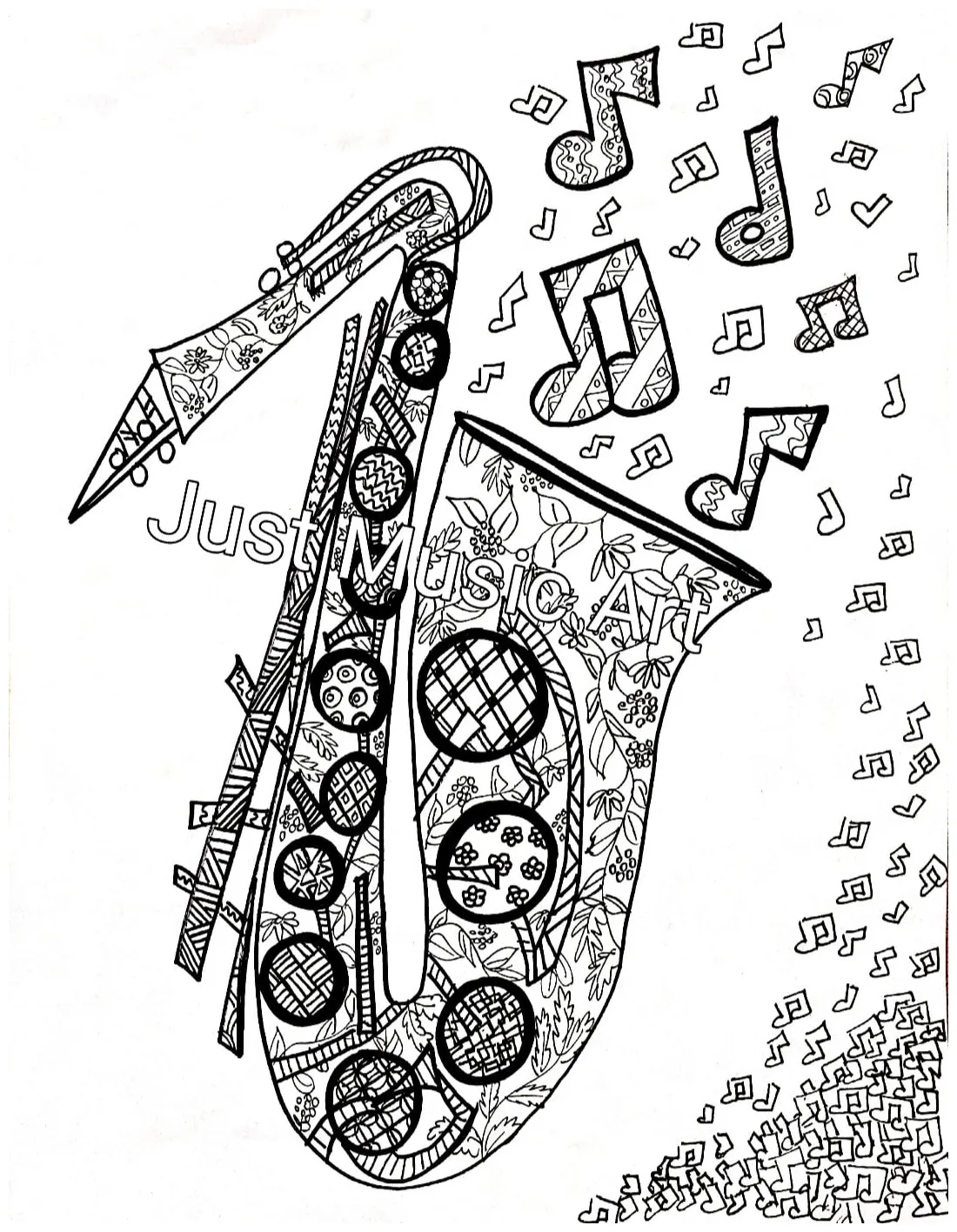 Saxophone coloring page etsy