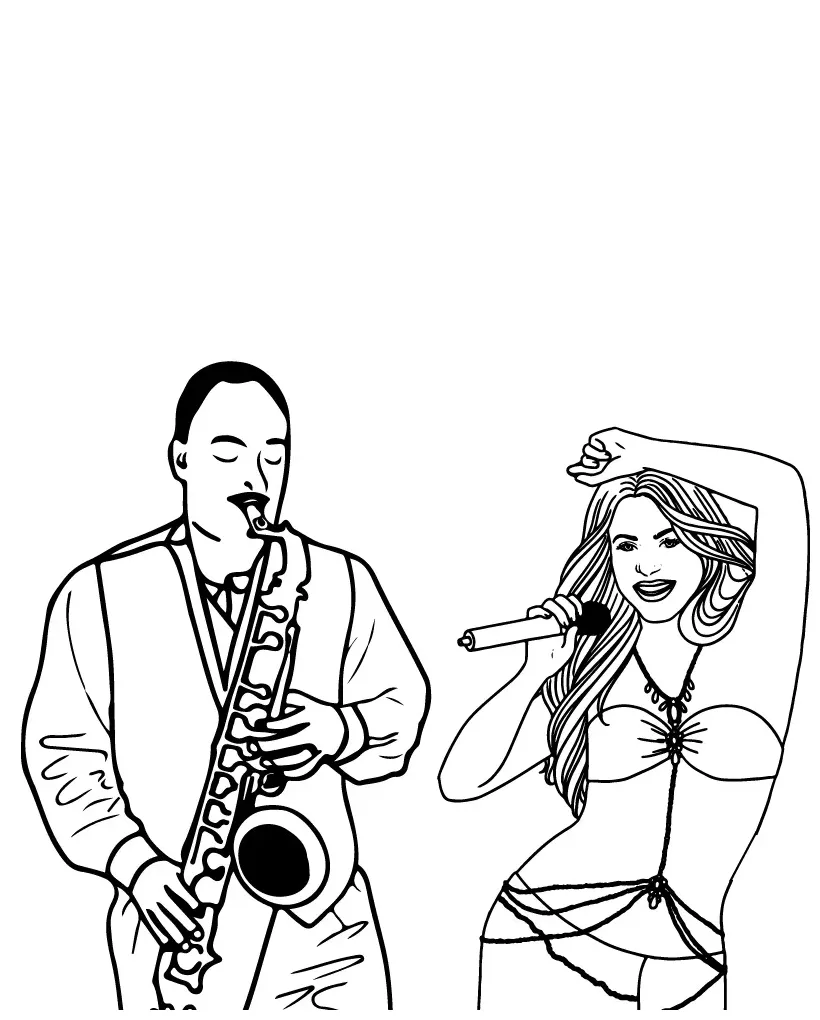 Saxophone coloring pages [2025] printable coloring page