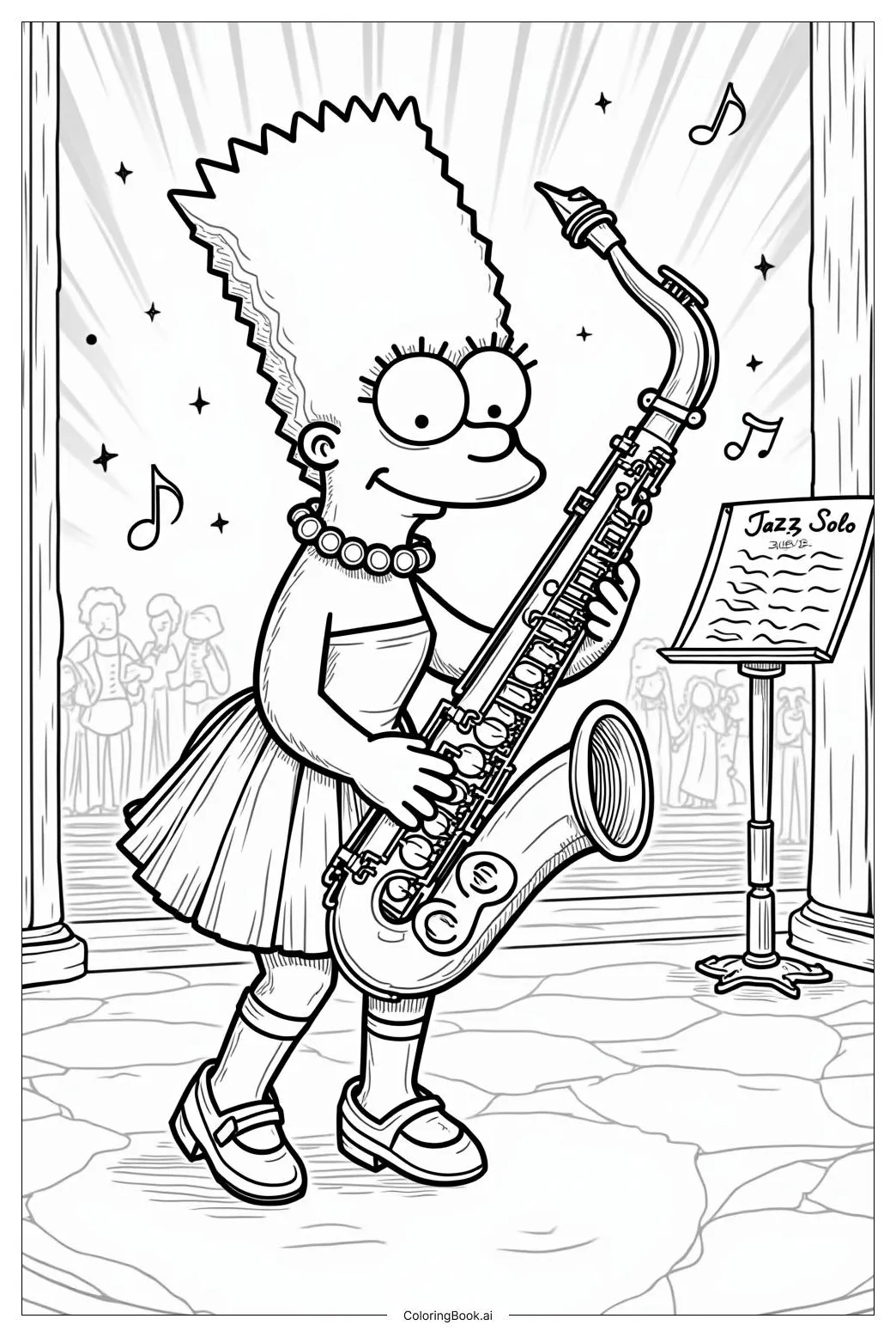 Saxophone player coloring page