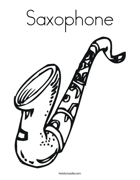 Saxophone coloring page twisty noodle