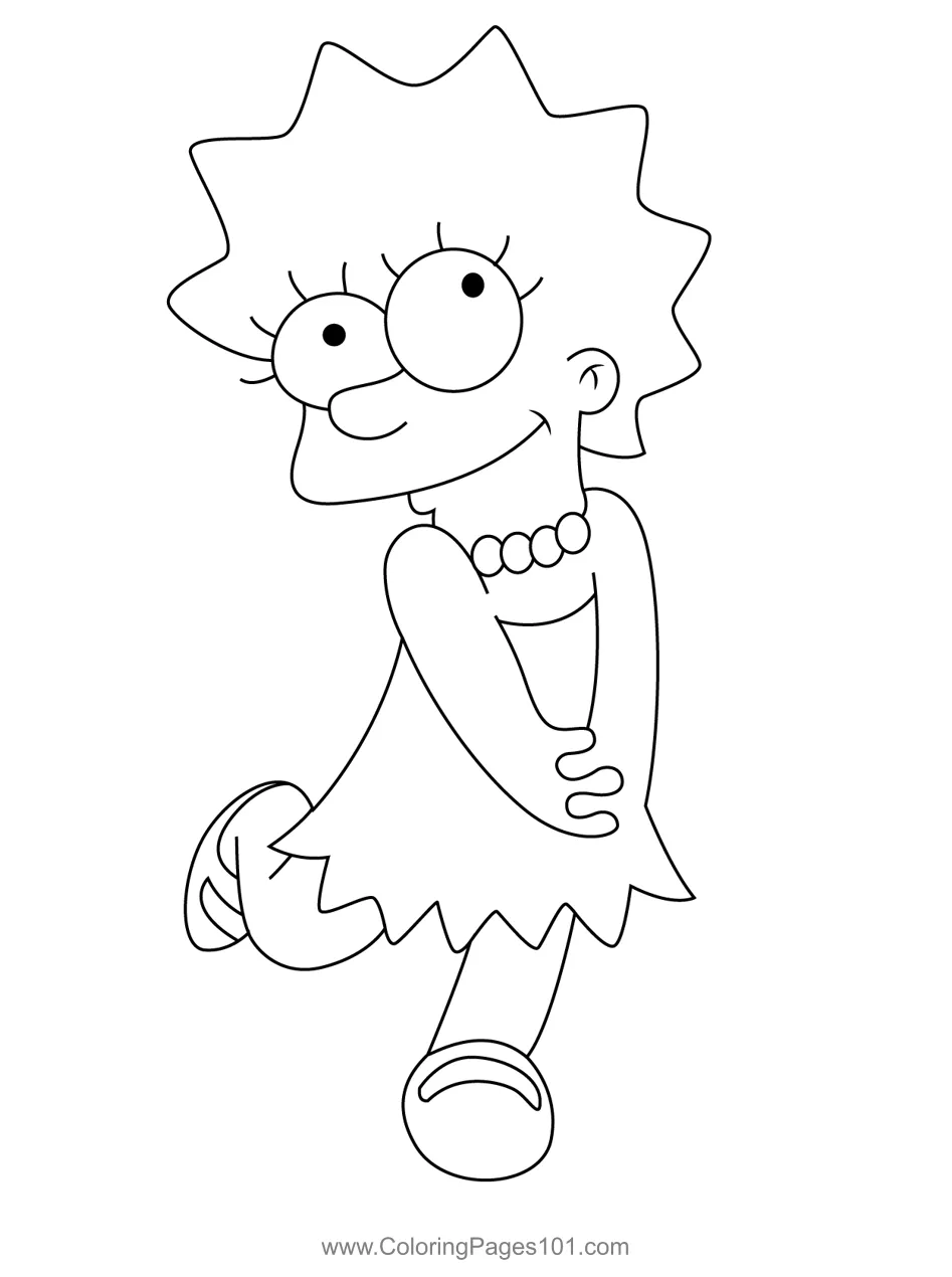 The simpsons lisa coloring page for kids free maggie simpson