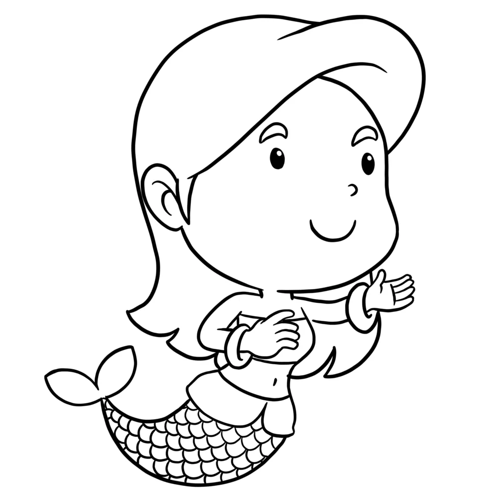 cute little mermaid coloring page 11998043 PNG