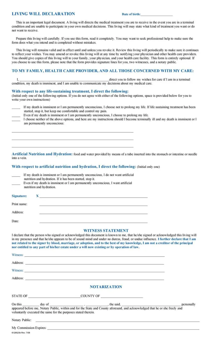 50 Free Living Will Templates & Forms [Word] ᐅ TemplateLab
