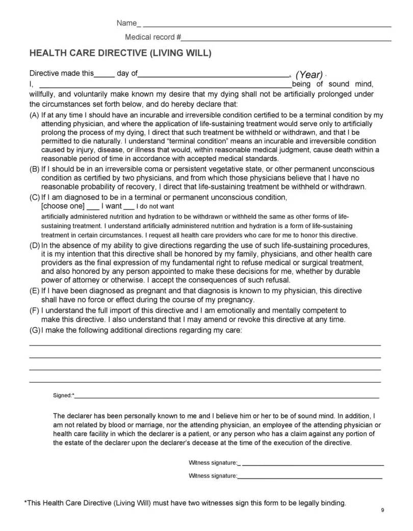 50 Free Living Will Templates & Forms [Word] ᐅ TemplateLab