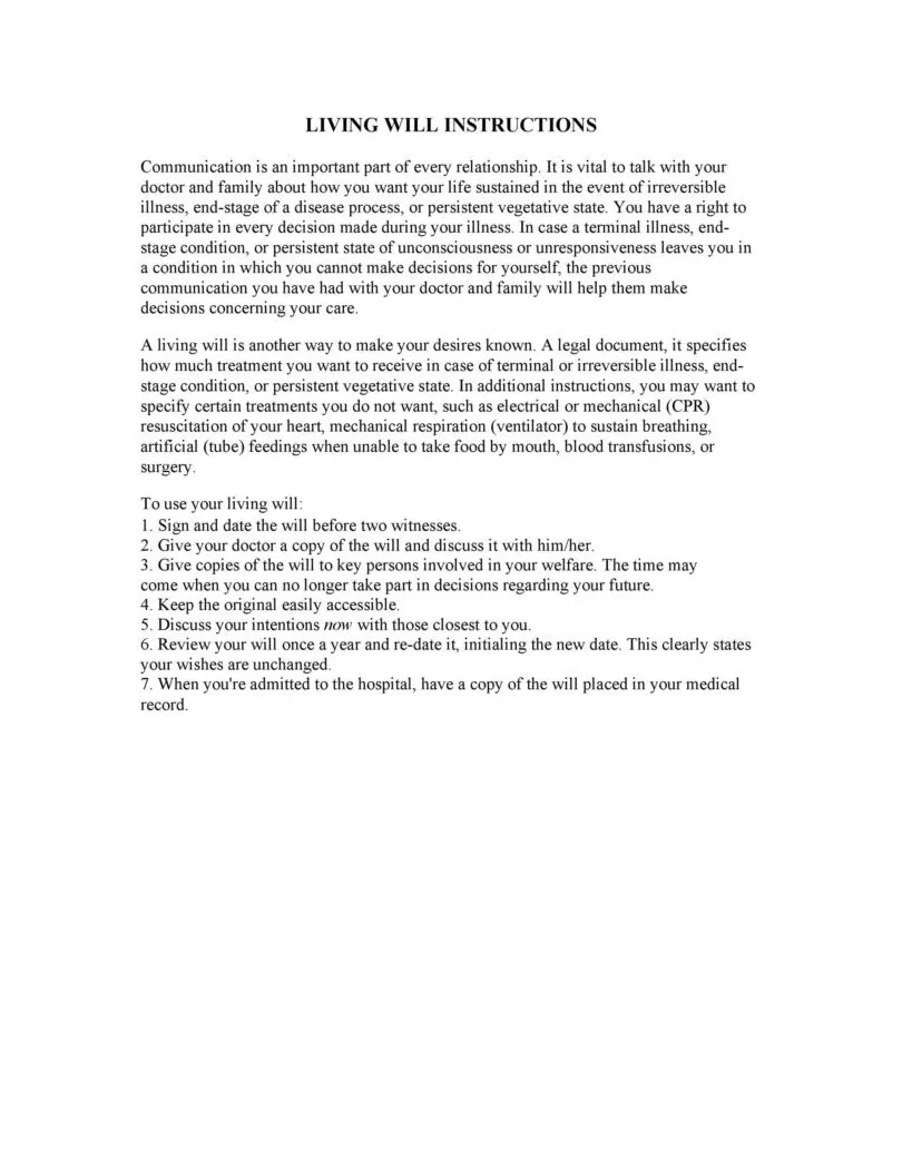 50 Free Living Will Templates & Forms [Word] ᐅ TemplateLab