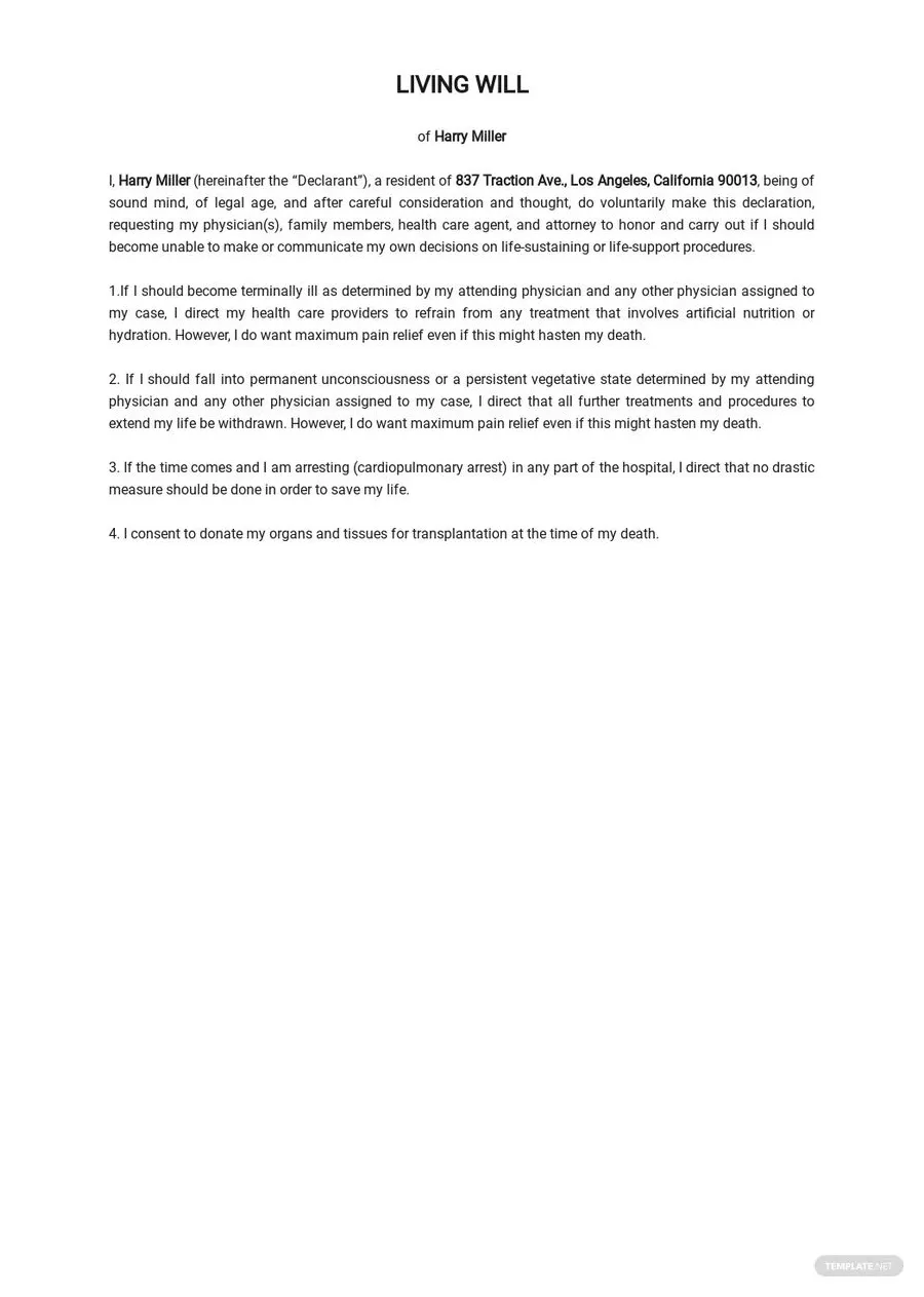 Free Printable Living Will Template - Google Docs, Word | Template.net