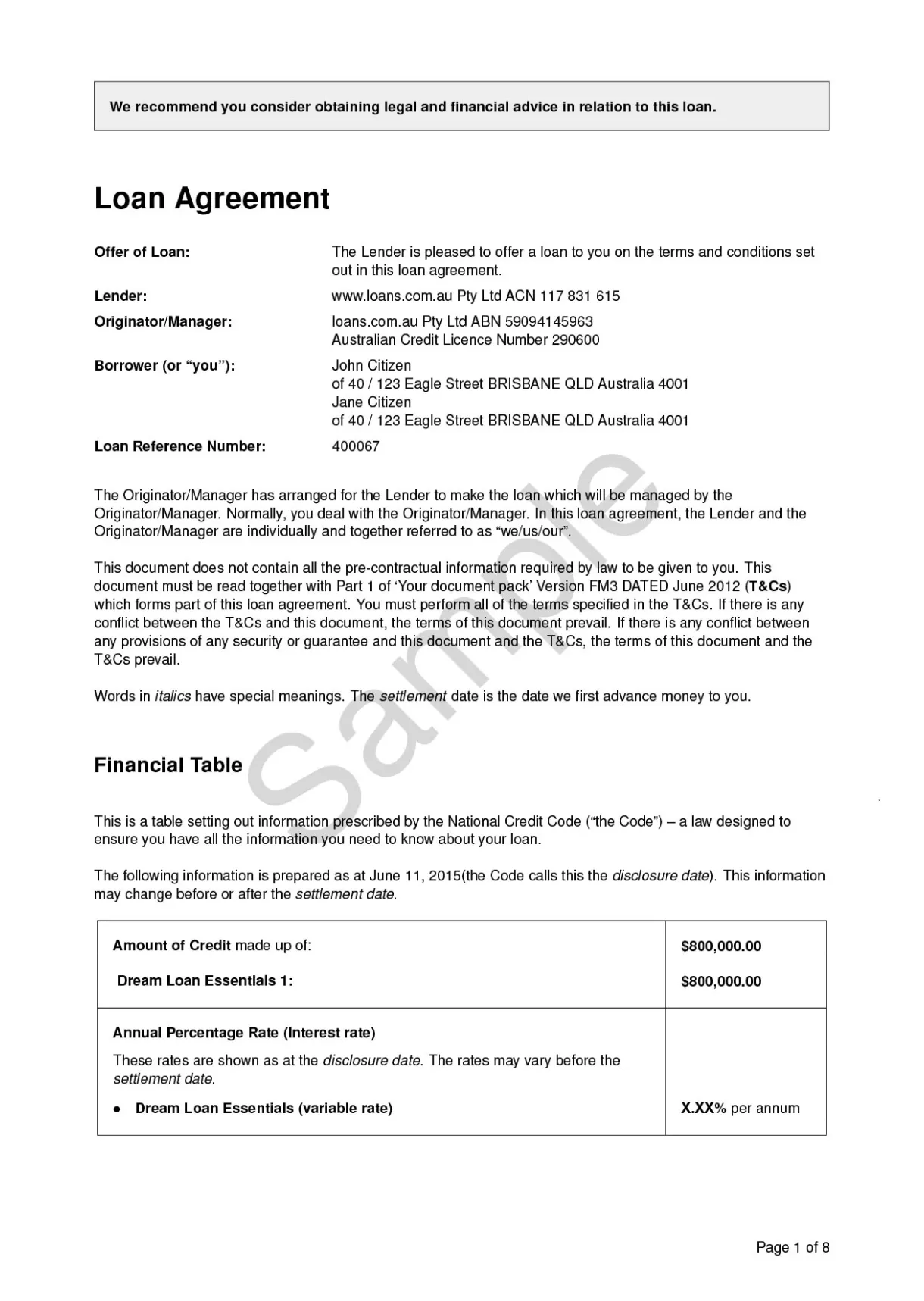 Loan agreement