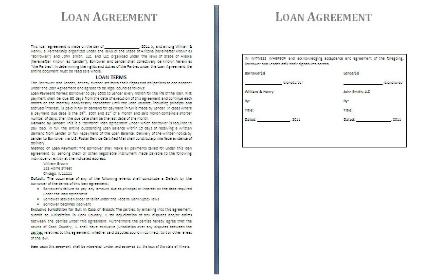 Loan Agreement Template | Free Agreement Templates