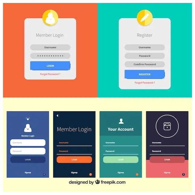Free Vector | Login form template collection