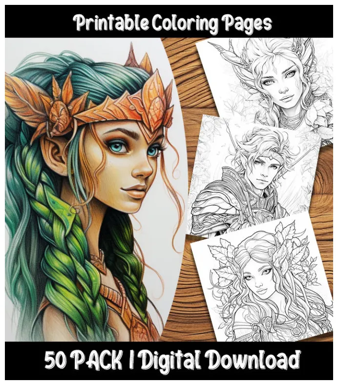 Elf coloring pages digital pack happy colorist