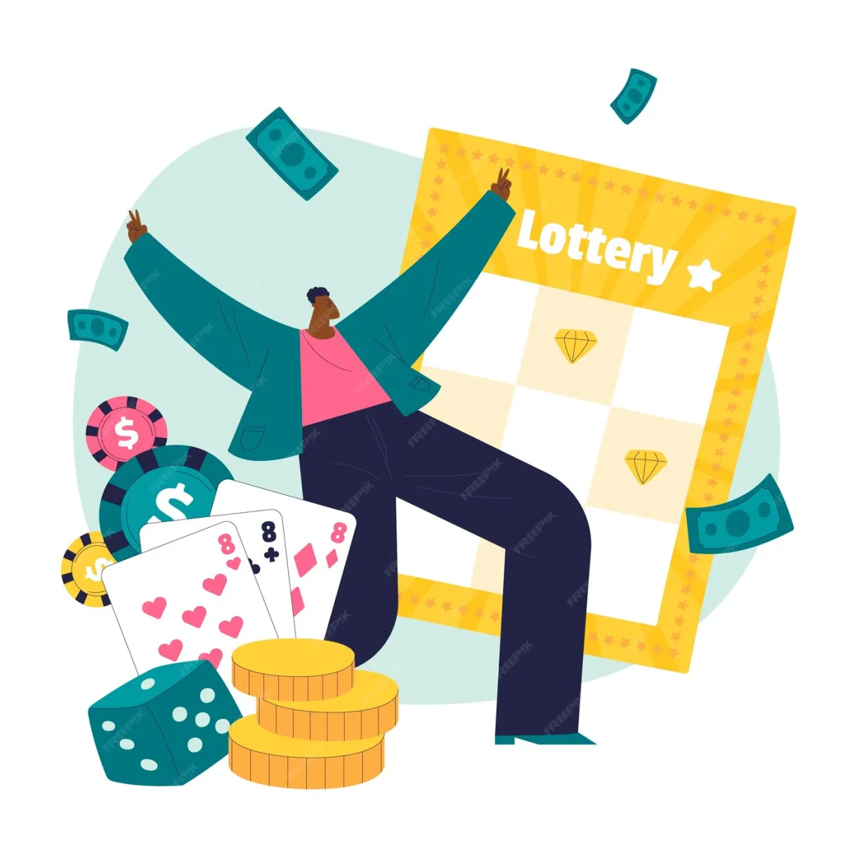 Free vector hand drawn lottery ticket illustration