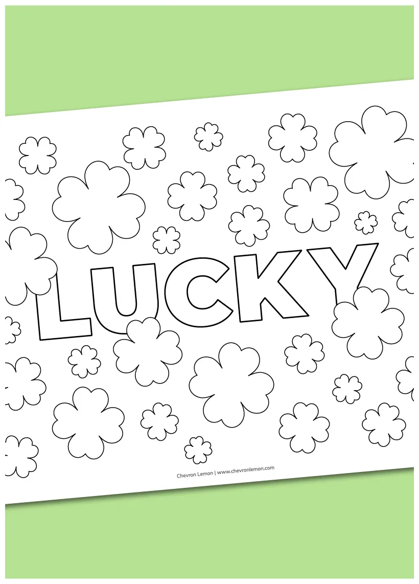 Printable lucky coloring page chevron lemon