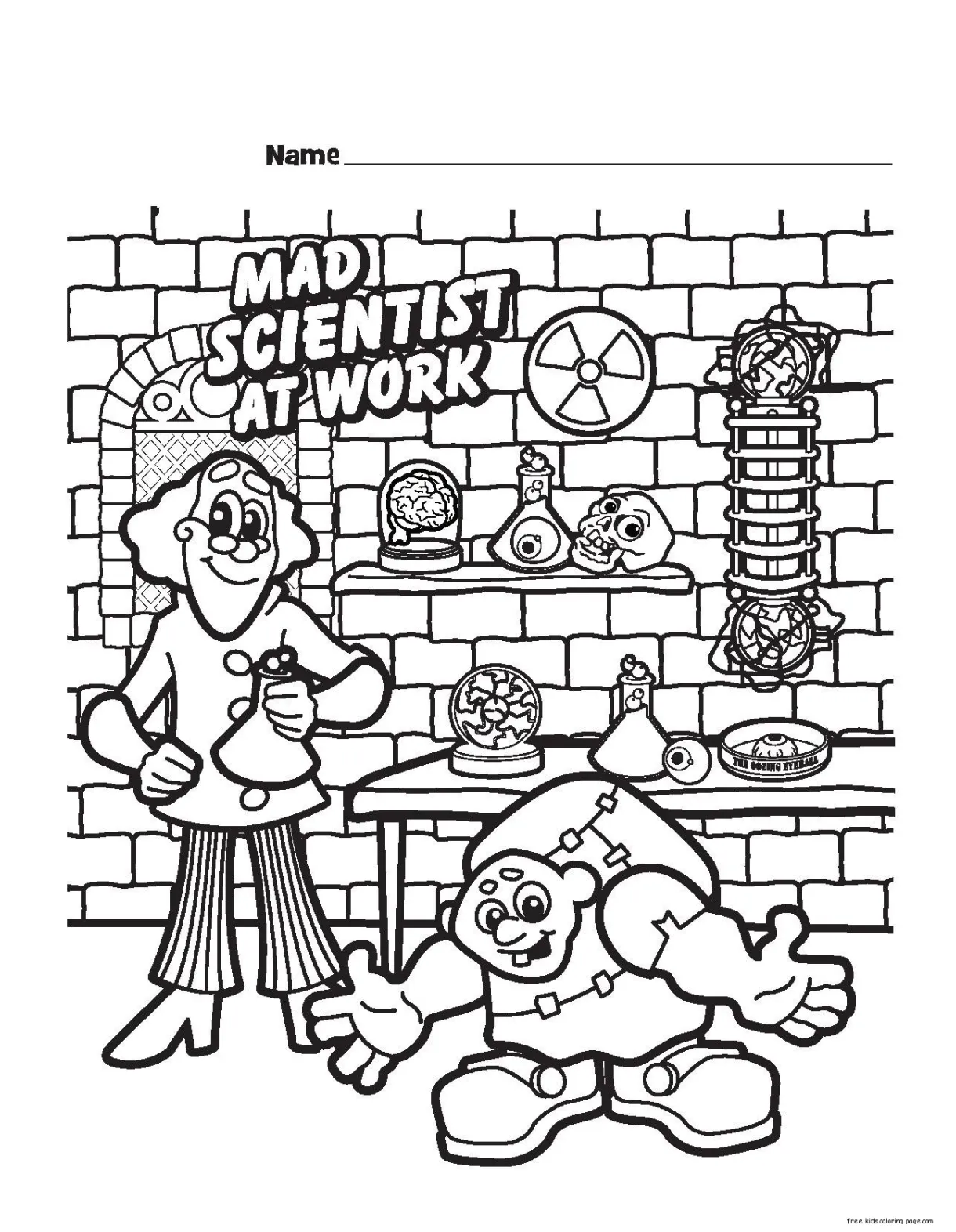 Halloween mad scientist coloring pages