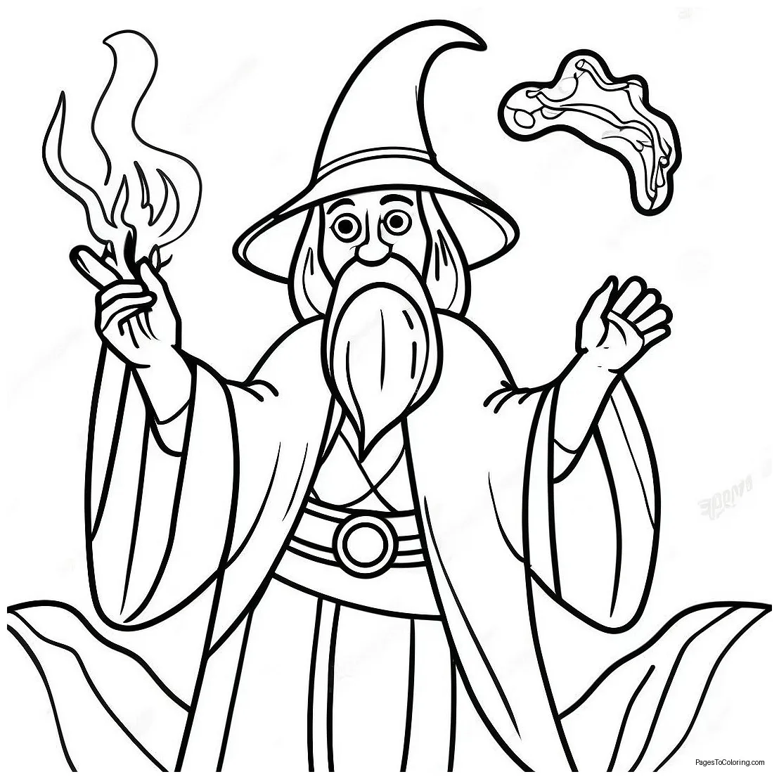 Dnd wizard casting spell coloring page 4012-3379
