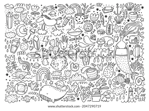 Magical coloring page kids cartoon big stock vector