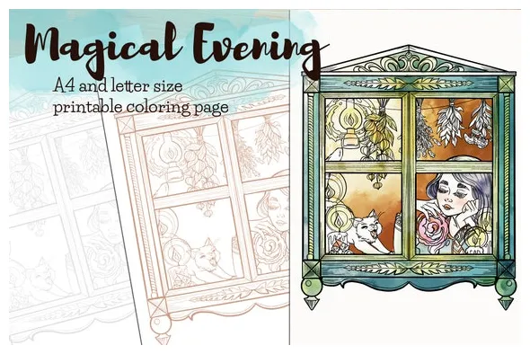 Magical digital coloring page etsy