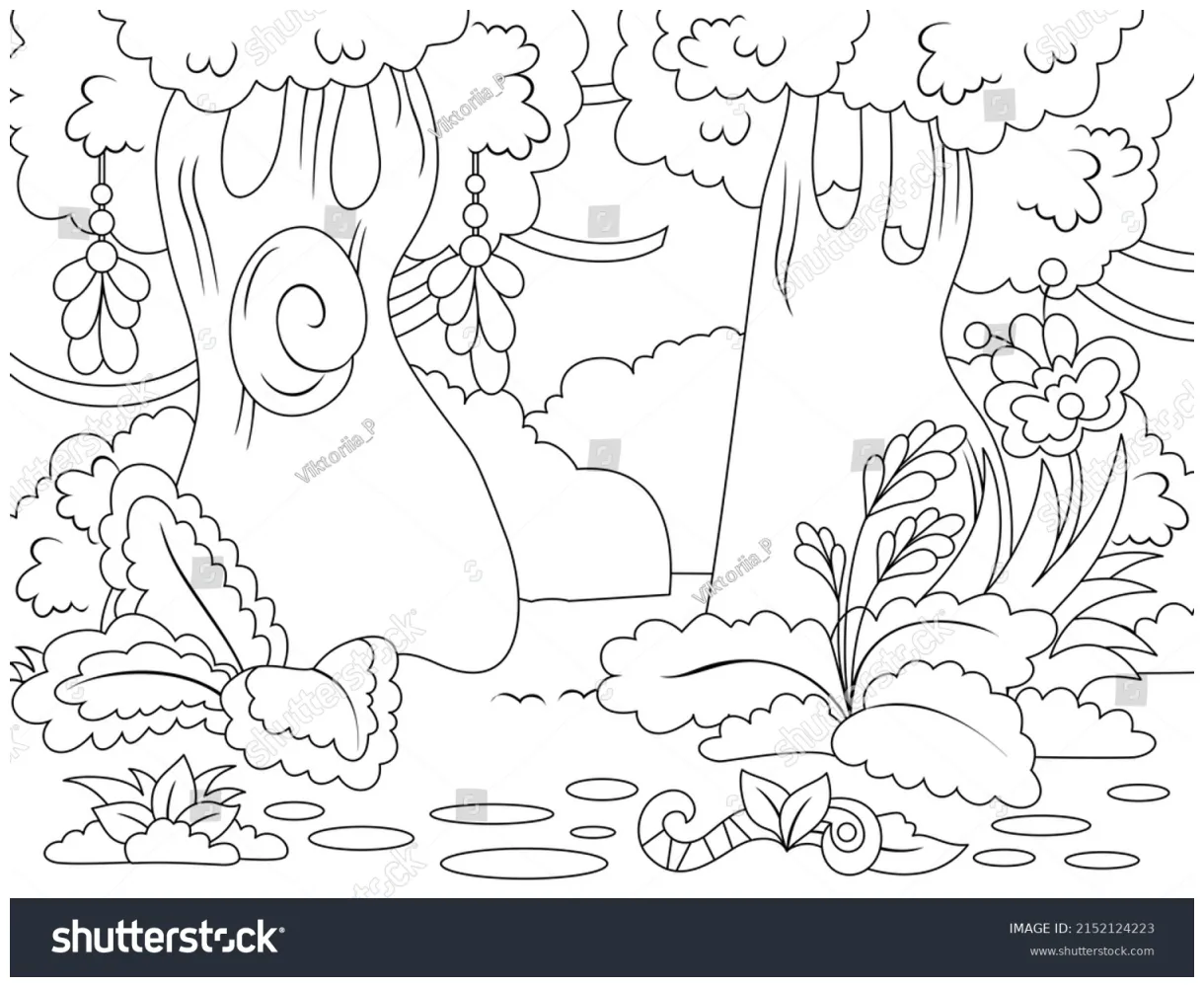 Magical forest vector illustration page coloring stock vector royalty