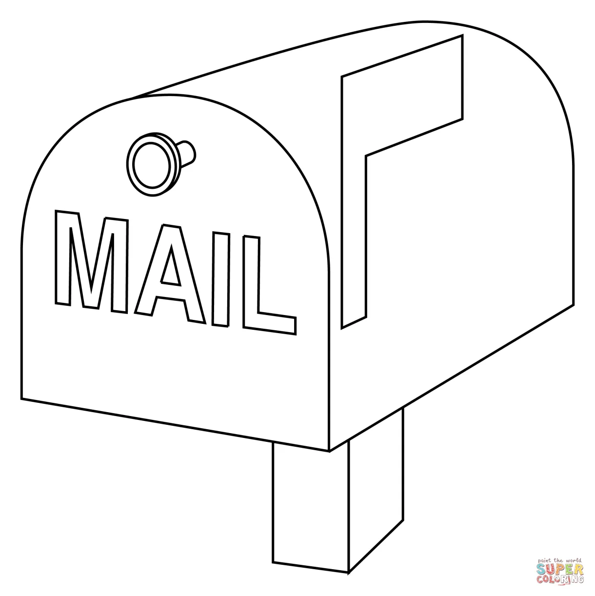 Closed mailbox with raised flag coloring page free printable coloring