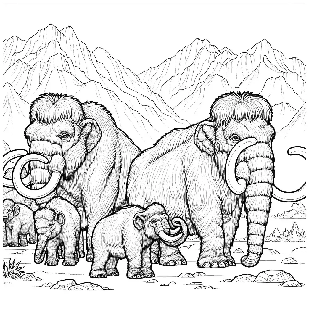 Mammoth family coloring page lulu pages