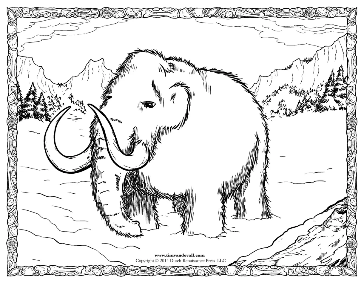 Woolly-mammoth-coloring-page tim's printables