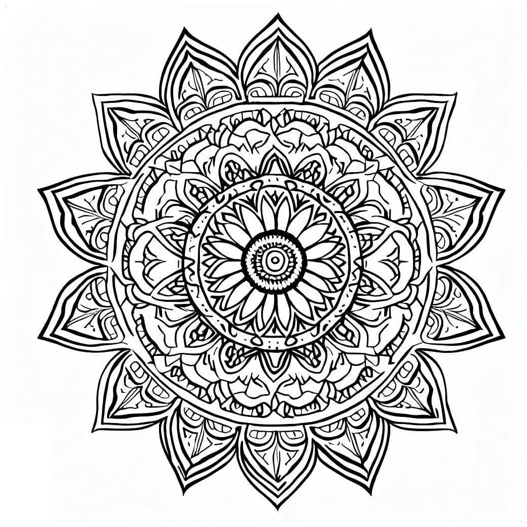Målarbild svår mandala för vuxna skiv ut gratis på malarbilder.se
