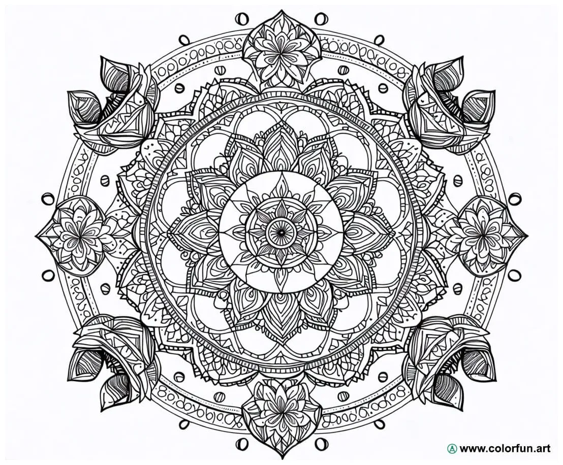 Dibujo para colorear del mandala indio descargar o imprimir de forma